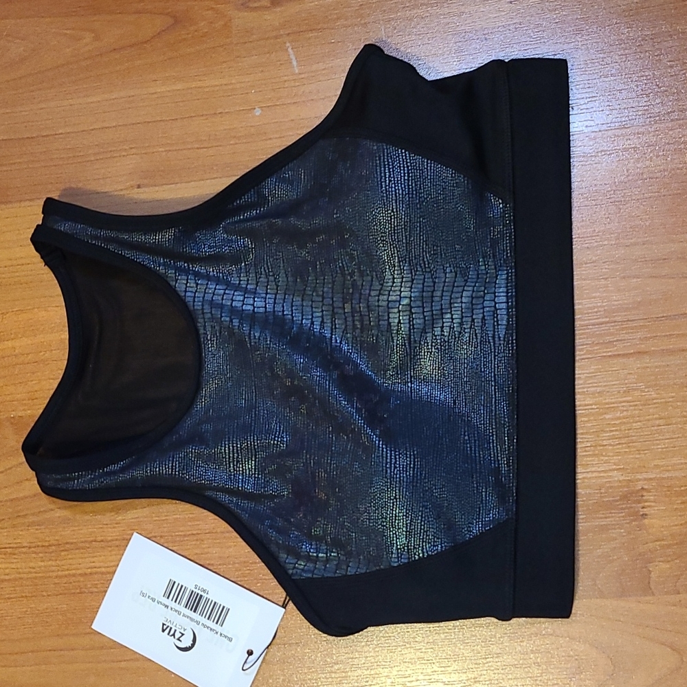 Women's Zyia Active Black Kakadu Brilliant Back Mesh Bra - Small